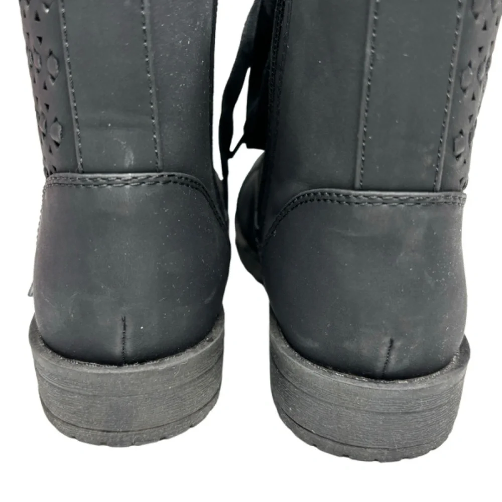 SO American Heritage Ivy Boots‎ Black Girls Size 12 Side Easy Zip Combat Boots